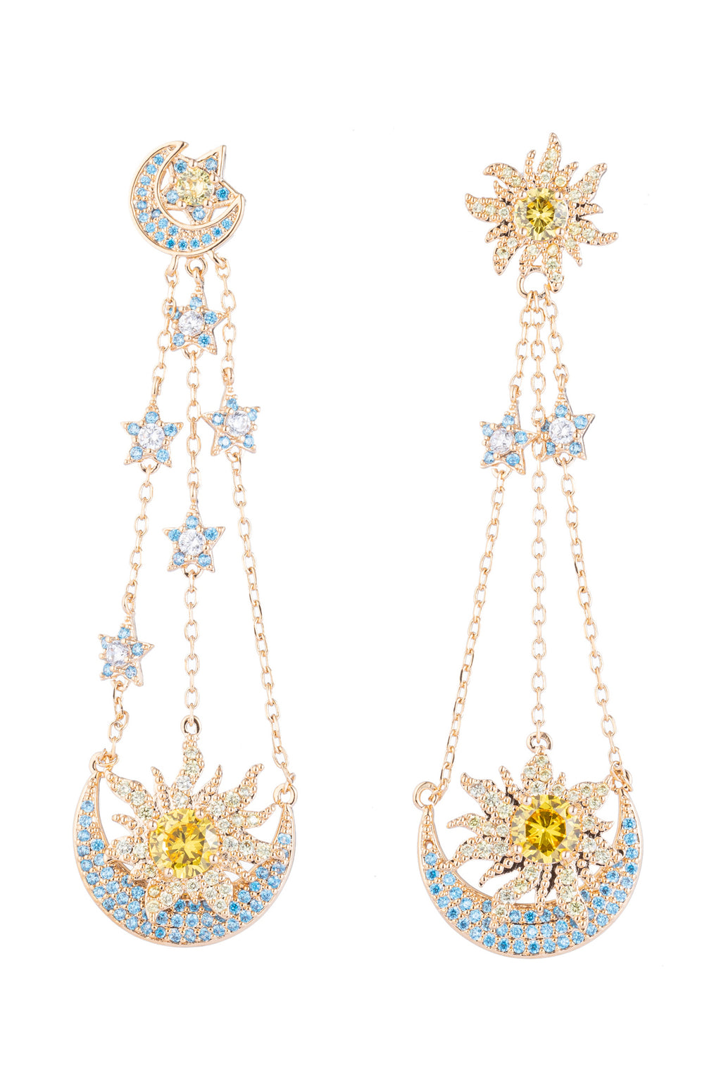 Women's 18k Gold Plated Star & Moon Drop Earrings – Eye Candy Los Angeles