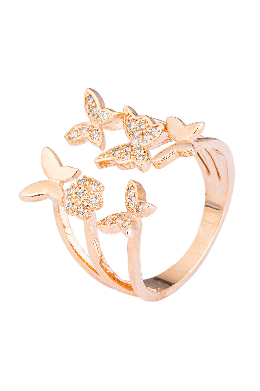 Seven Piece White Crystal Butterfly Ring Set - HoMafy