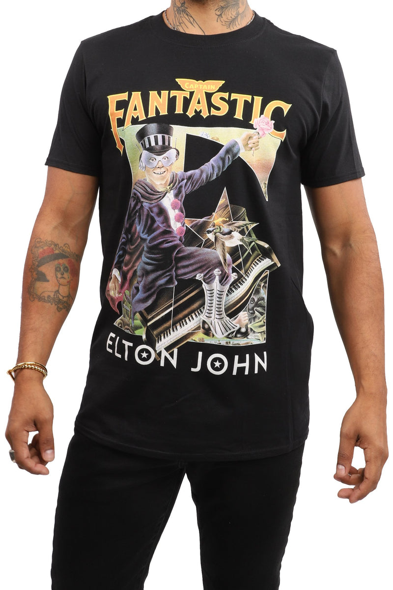 Elton John – Los - Rocket Angeles Eye Man T-Shirt Candy - Black Piano