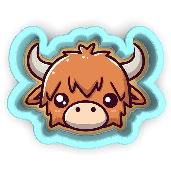 Highland Cow Face Cute Cookie Cutter | Stamp | Stencil #2