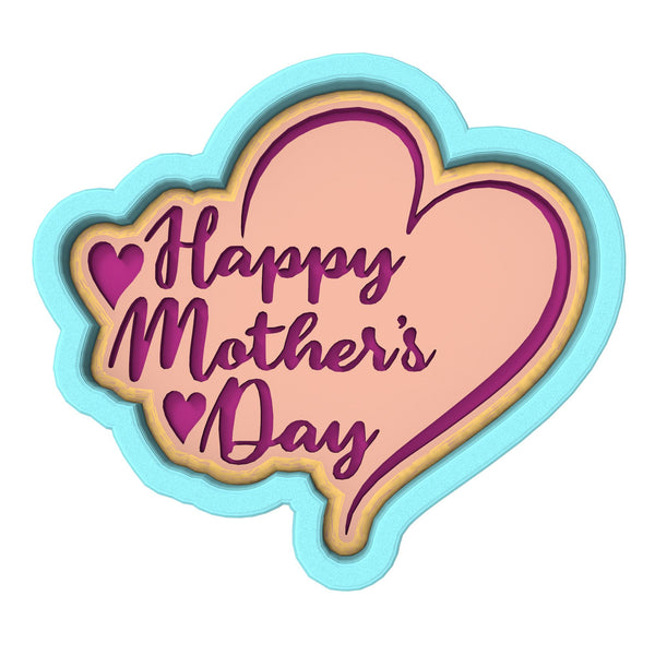 Happy Mother's Day Hearts Cookie Cutter | Stamp | Stencil