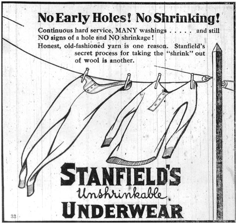 Historical newspaper ad for unshrinkable underwear