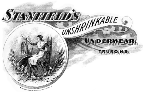 Illustrated historic advertisement for unshrinkable underwear
