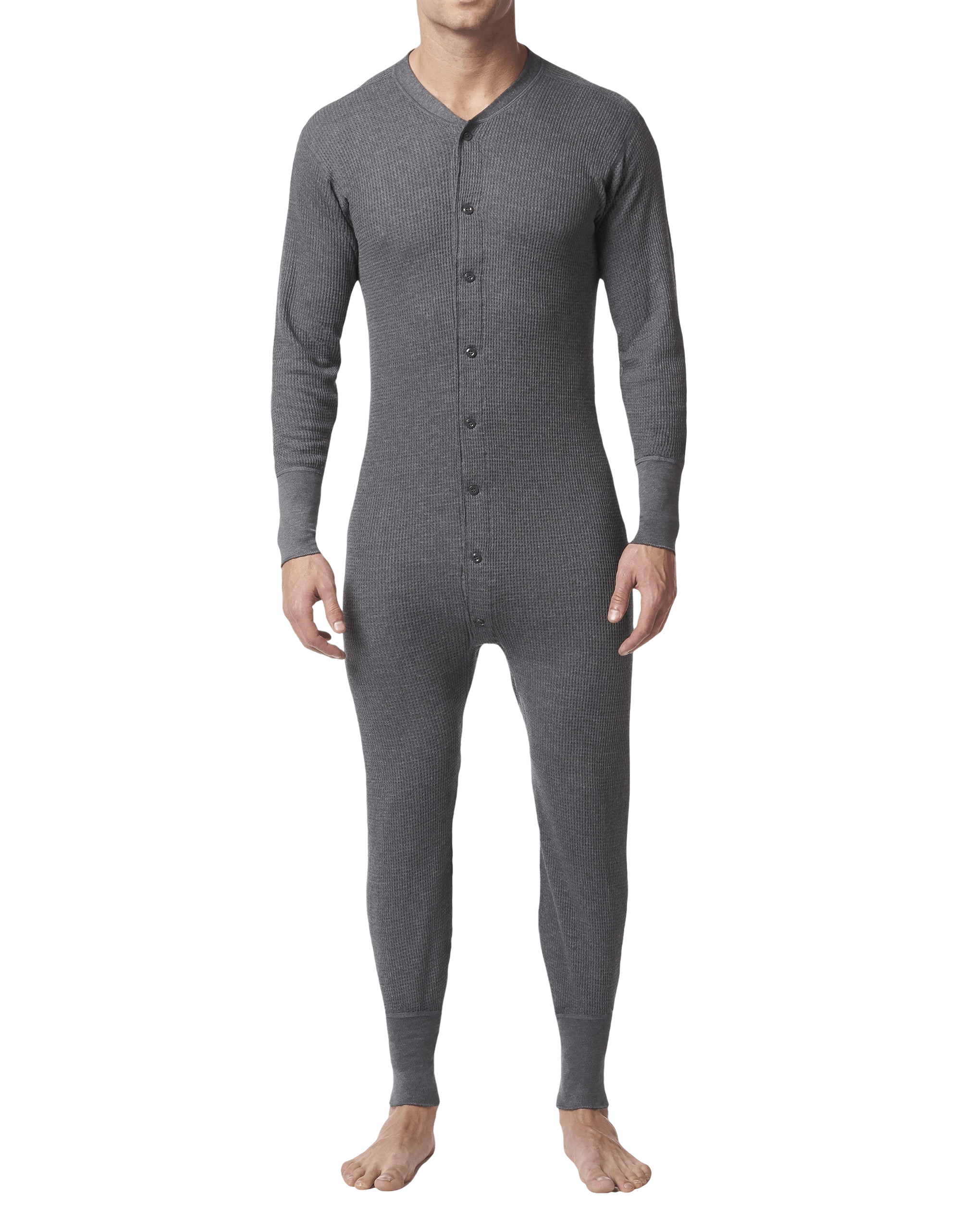 Stanfield's Undershirt Waffle Knit Henley. Long Sleeve in Grey or Indigo -  Fogey Unlimited