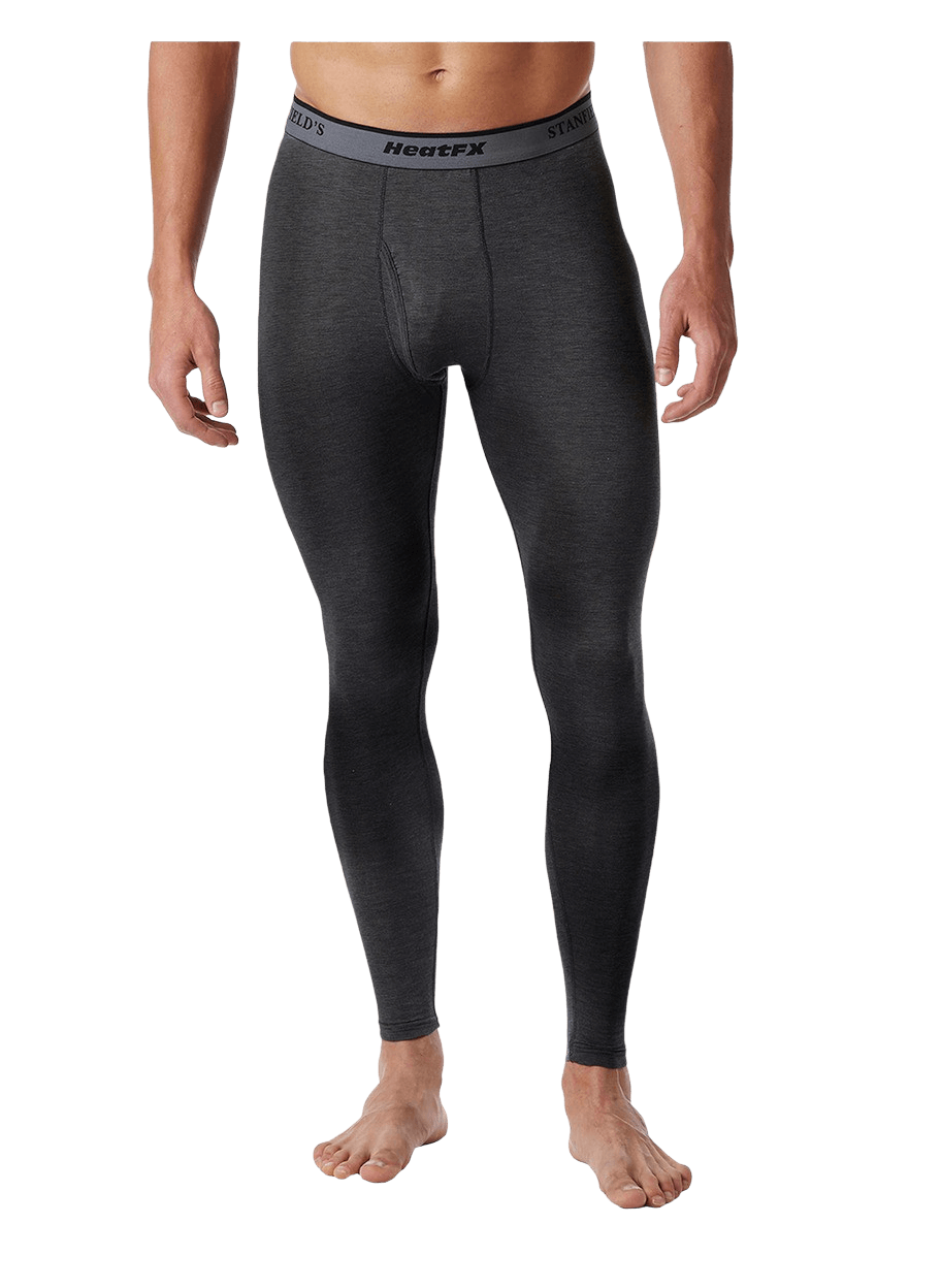 MERINO SKINS Men's Classic Long Johns Wool Thermal Pants Underwear - Black