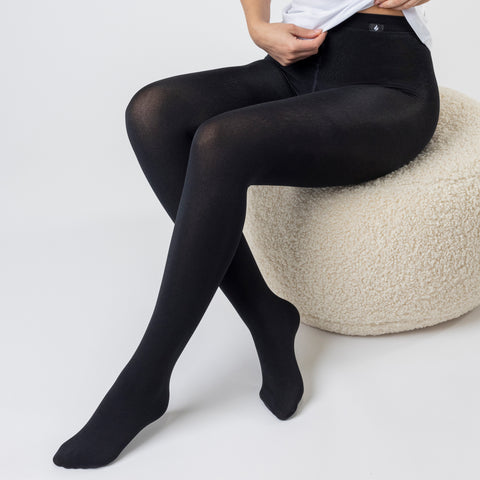 Black Cotton Rich Soft Thermal Tights