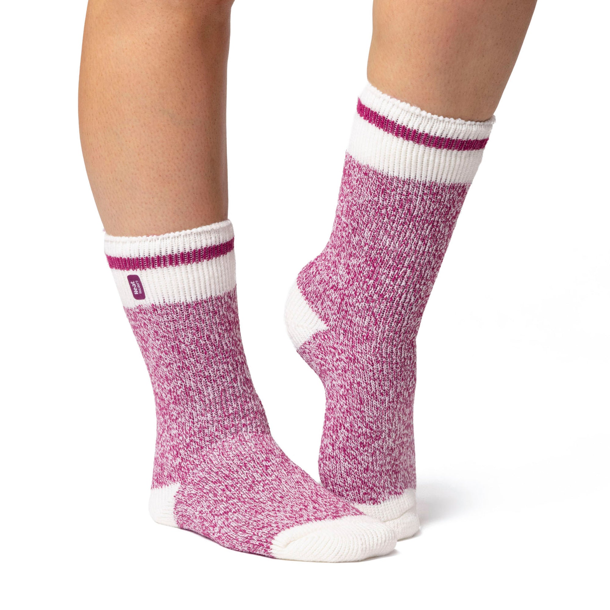 Heat Holders Cream Block Twist Crew Thermal Socks for Ladies