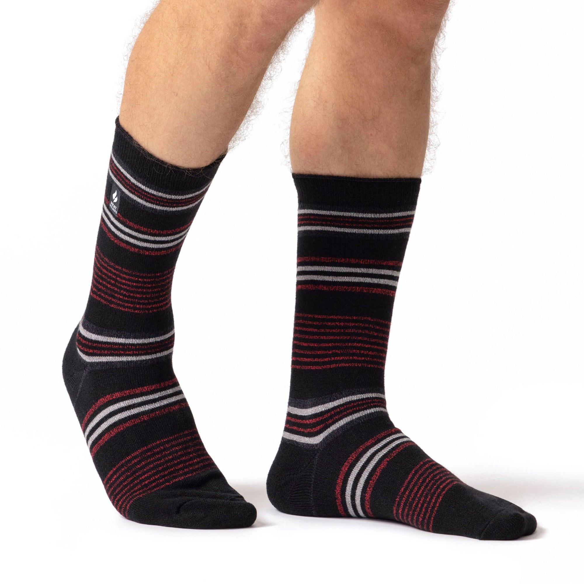Mens ULTRA LITE Stripe Socks Santiago - Black | Heat Holders | Reviews ...