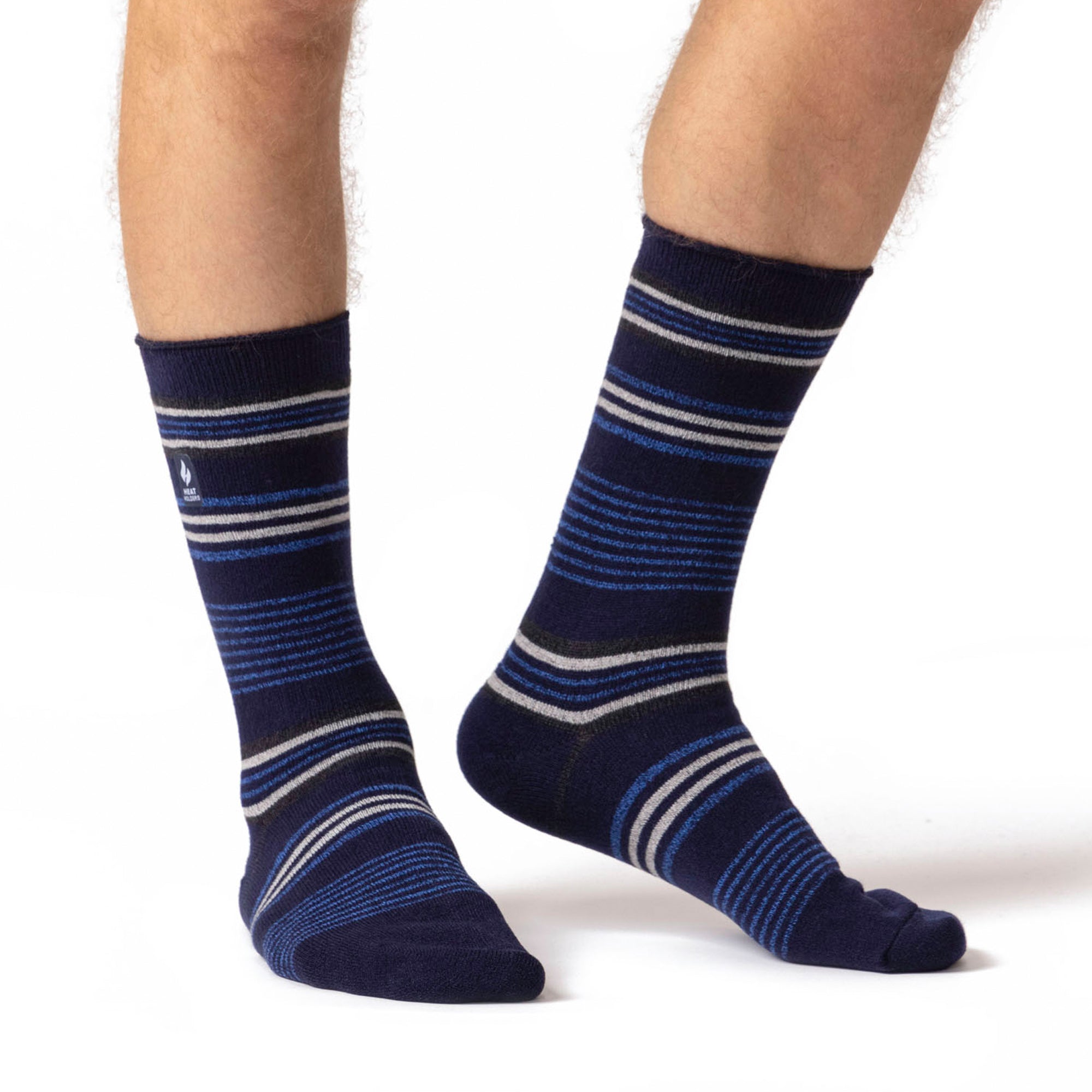 Mens Ultra Lite Santiago Stripe Socks - Navy | Heat Holders | Reviews ...