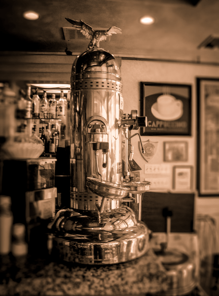 Photo of an old school Bezzera Eagle espresso machine.