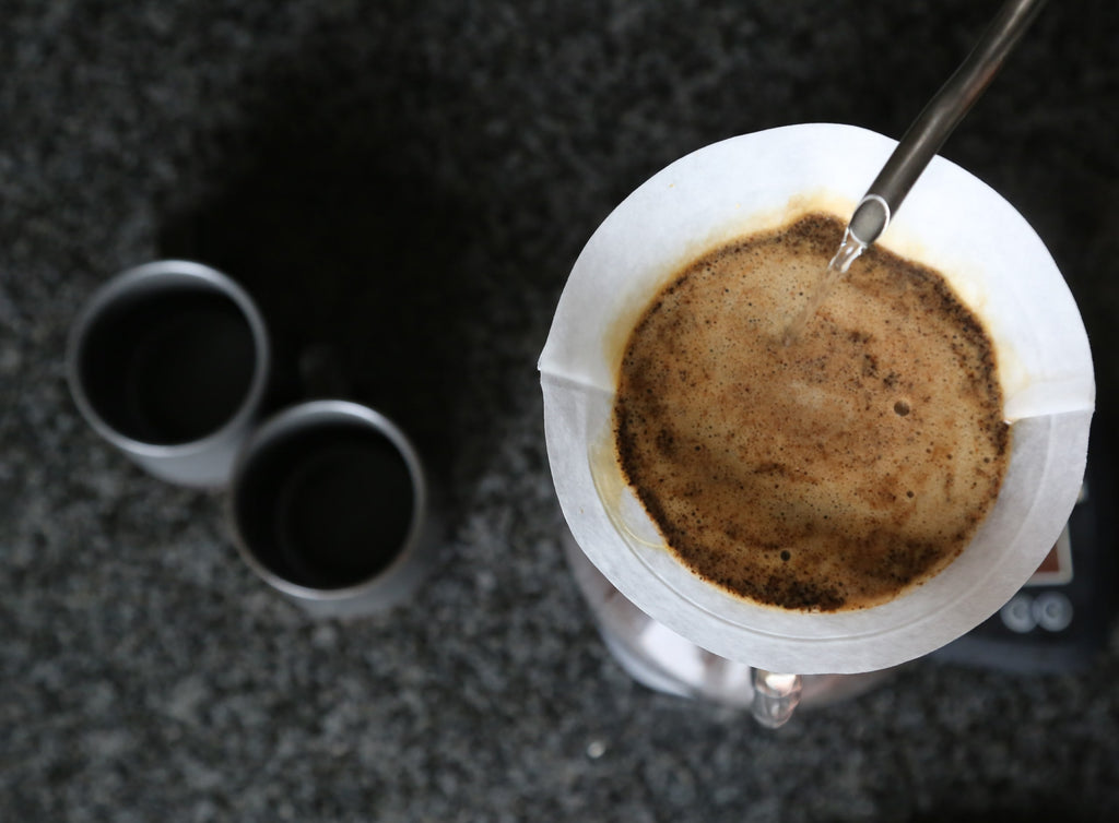 Top-down photo of a pour-over being brewed.
