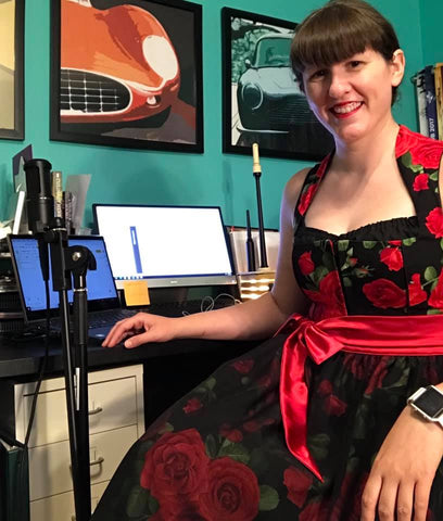 woman wearing a dirndl at home - great oktoberfest outfit