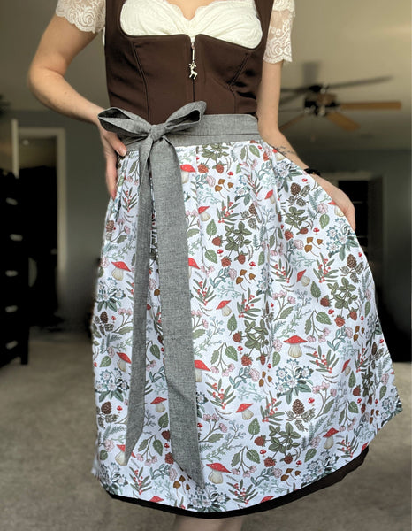 earth inspired dirndl apron with brown dirndl for oktoberfest 2024