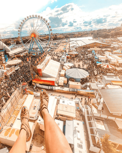 view of the oktoberfest grounds from a ferris wheel