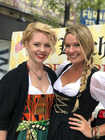 Two women in Oktoberfest dirndls