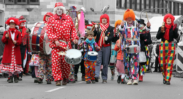 people marching in a fasching parade in koln