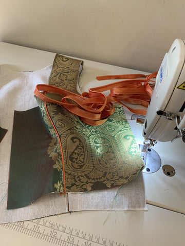 handmade piping made from sari fabric to which is a popular detail for oktoberfest costumes