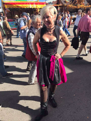 woman wearing a modern dirndl at oktoberfest in Munich