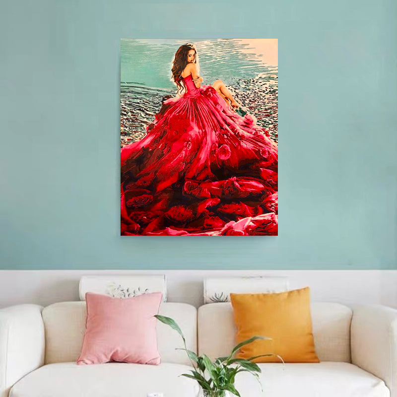 DIY Painting By Numbers - Red Dress Girl (16