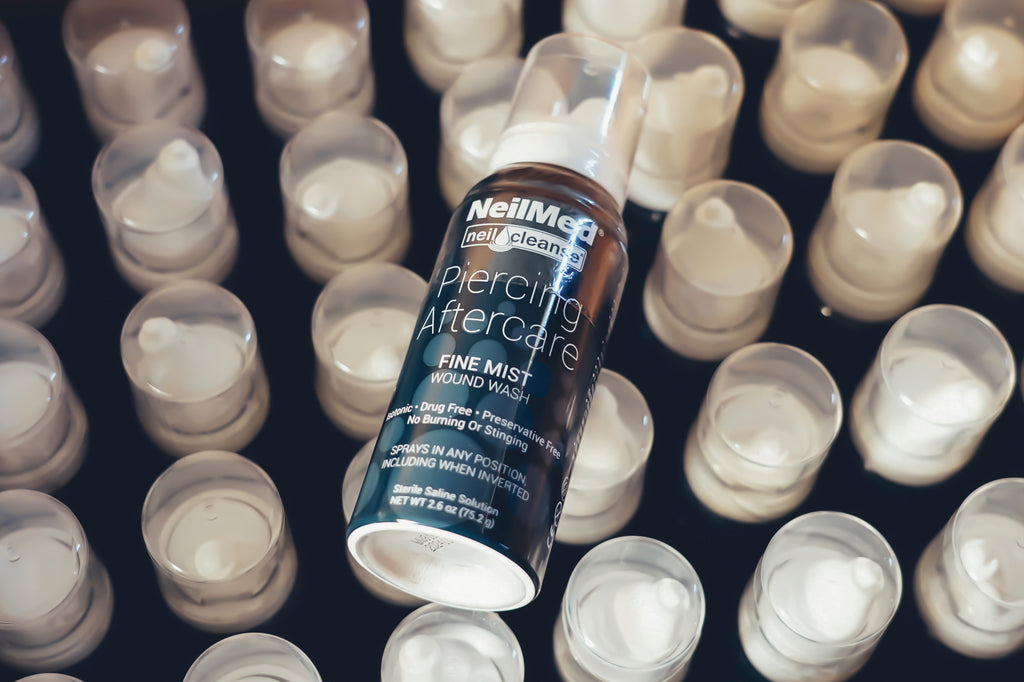 Nielmed piercing aftercare fine mist can help with discomfort on new 1 inch stretched ears.