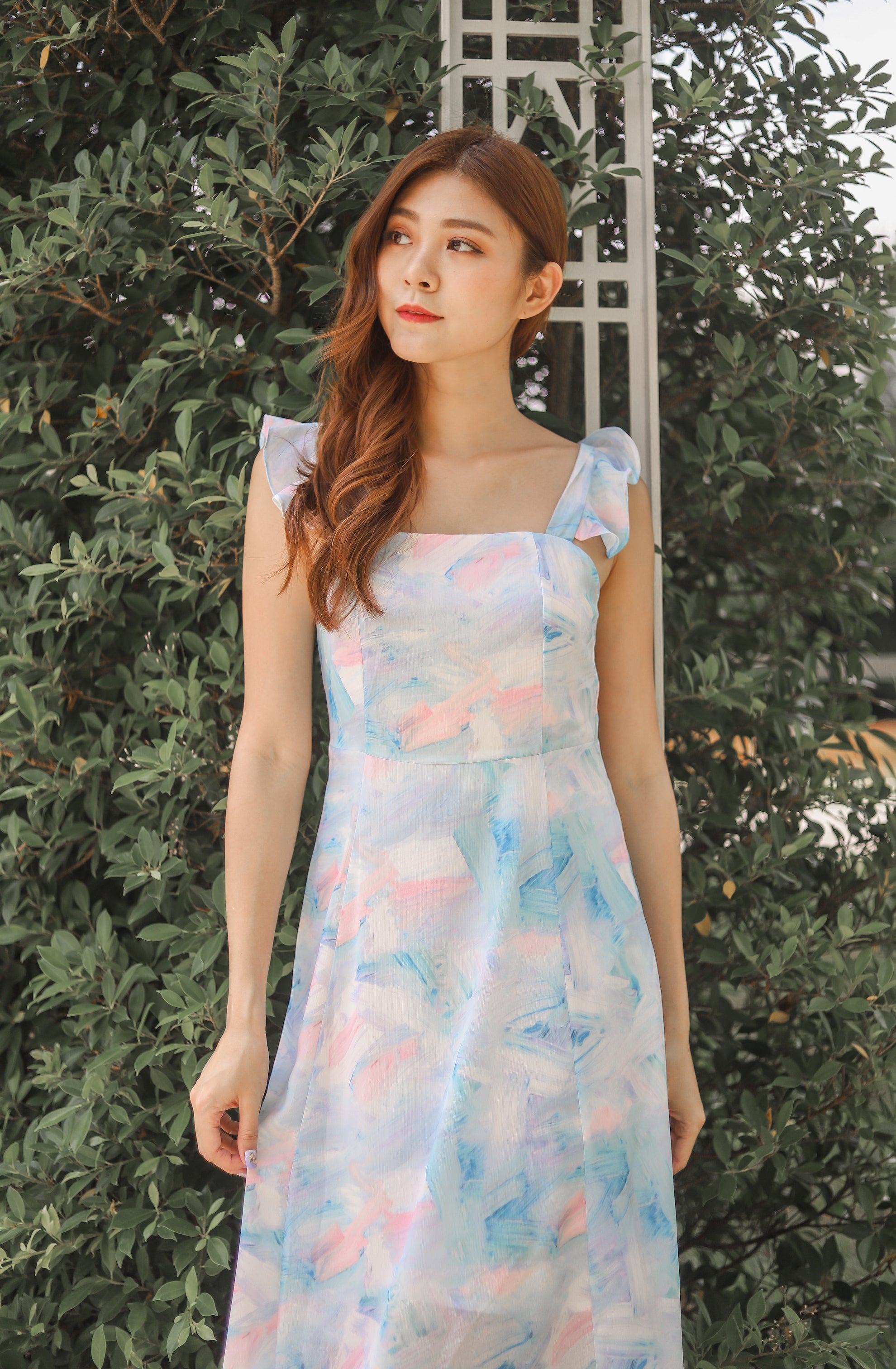 pastel blue midi dress