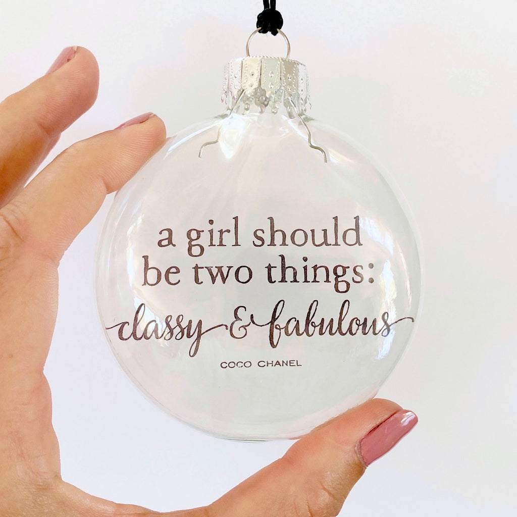 coco chanel classy & fabulous see-through glass ornament – Skel & Co.