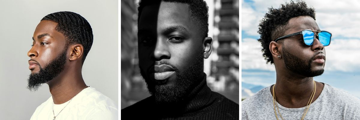 various images of African American men with sharp haircuts