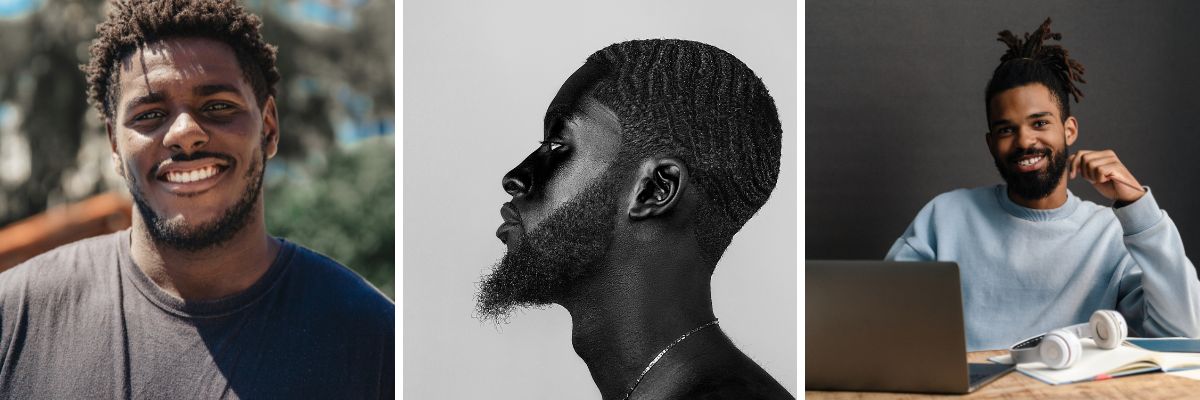 various images of African American men with sharp haircuts