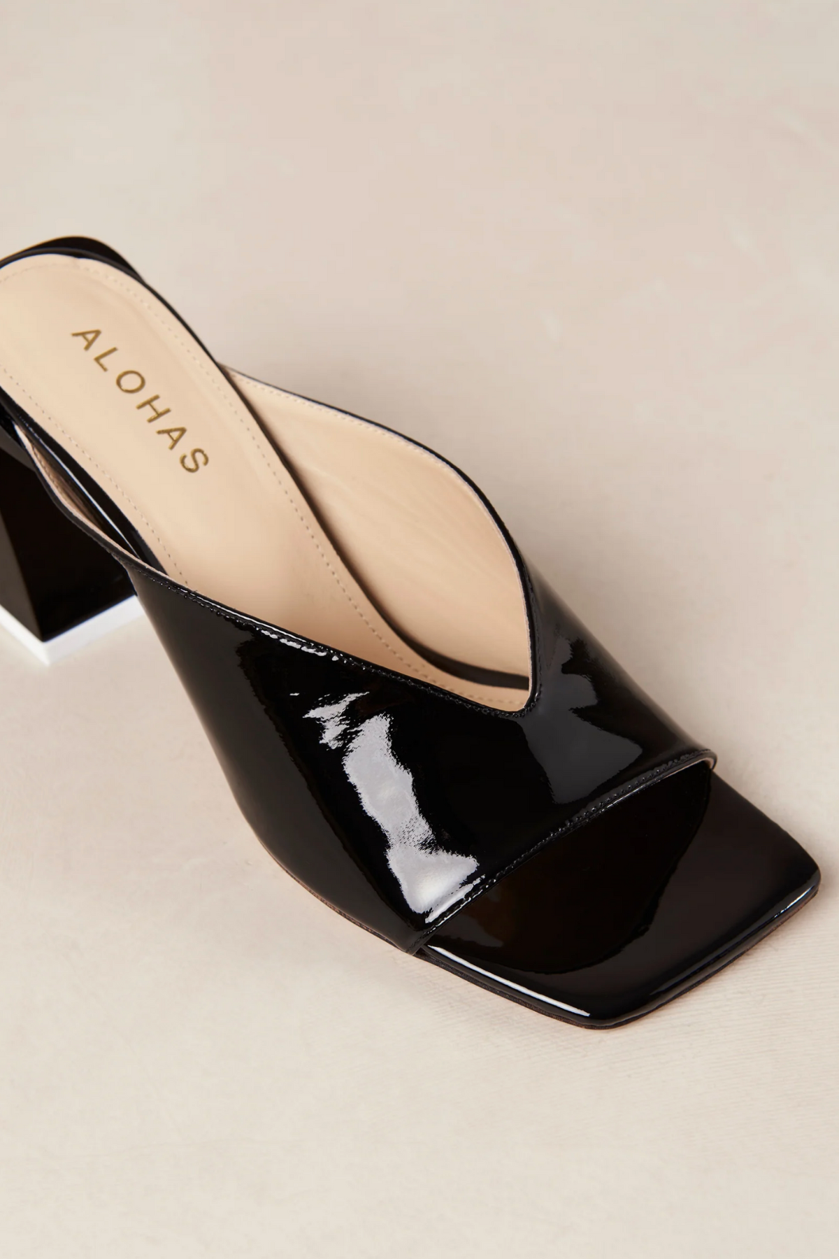 Alohas Tasha Leather Mules - Black Patent