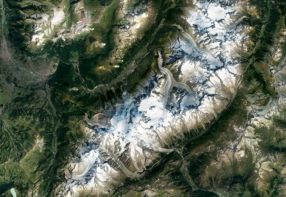 Una captura de pantalla de Google Earth de Chamonix.