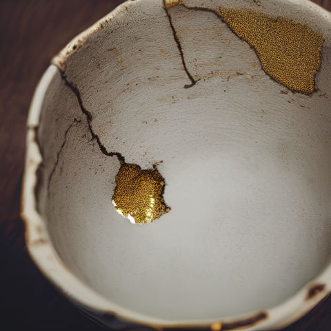 kintsugi bowl, japanese bowl mended with gold