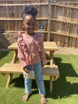 Pink Blouse and Denim Pant Set