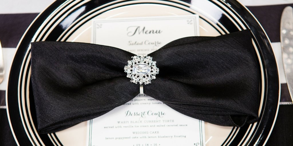 black and white wedding napkin ring