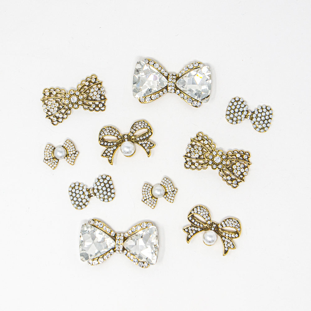 Silver Rhinestone Bows Pack