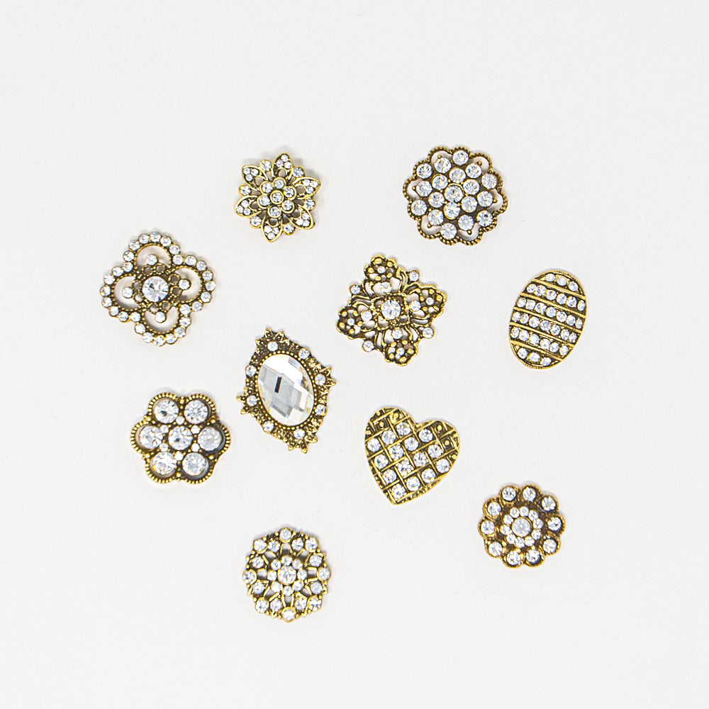 Gold Bulk Rhinestone Embellishments for Crafts