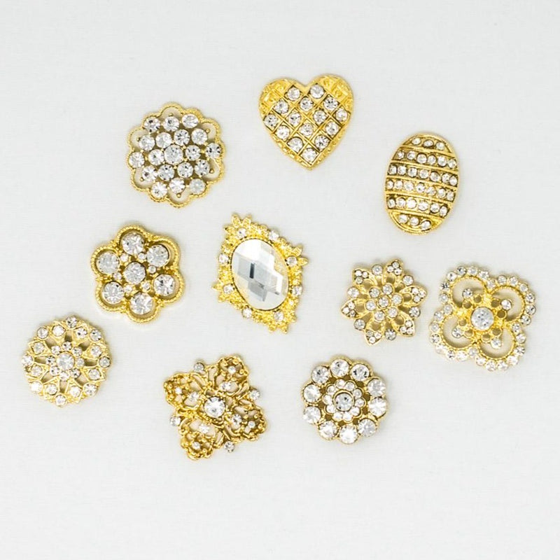 Small Sizes | Bulk Gold Rhinestone Embellishments - Totally Dazzled