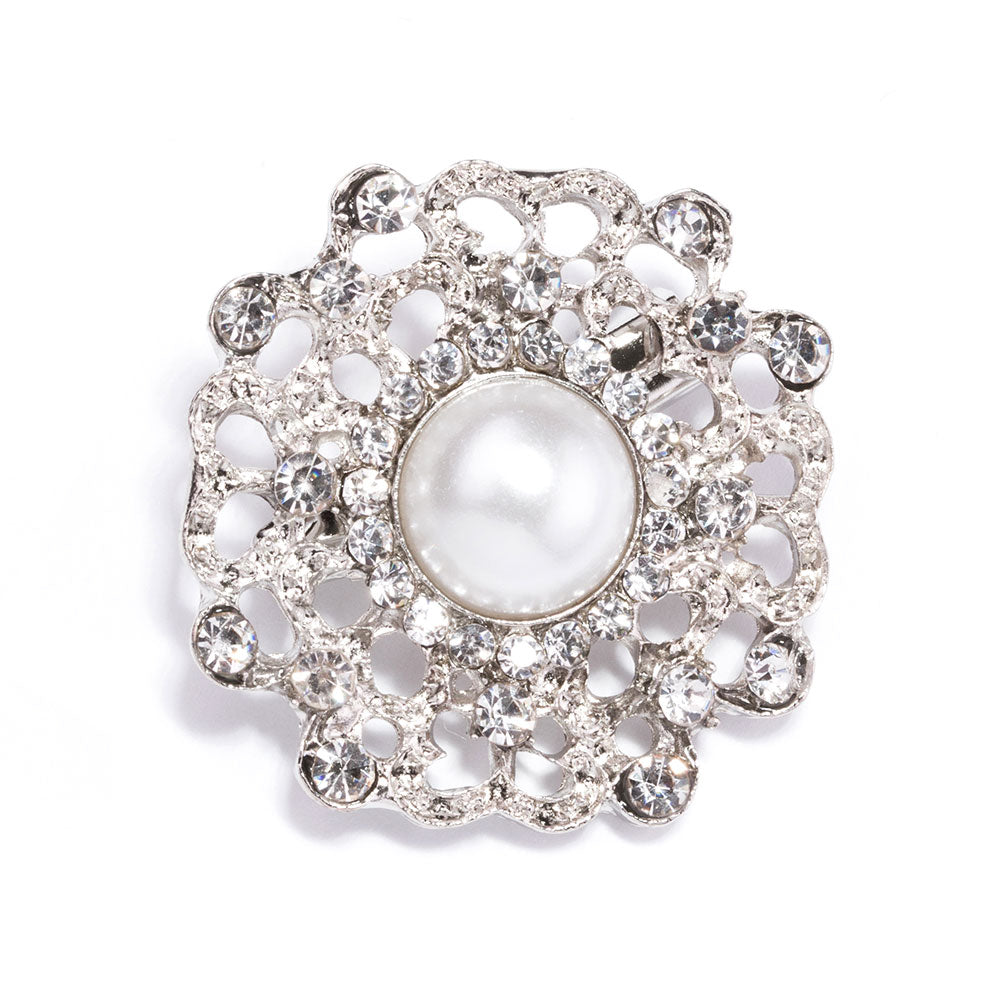 pearl and rhinestone brooch