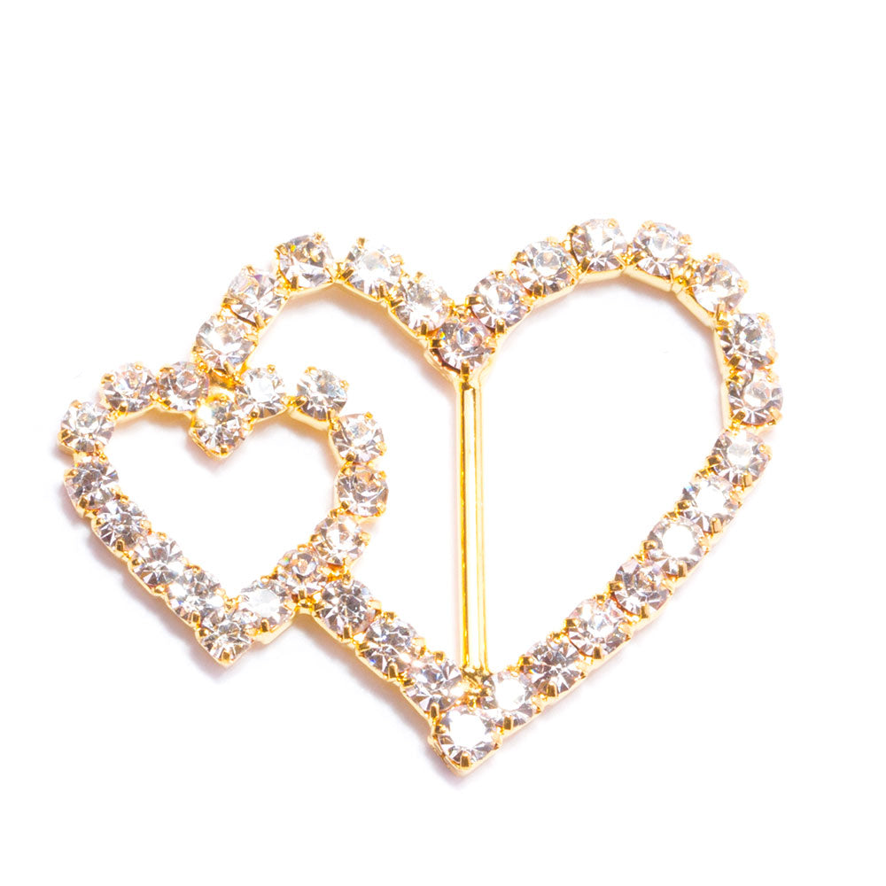 Gold Heart Ribbon Buckles