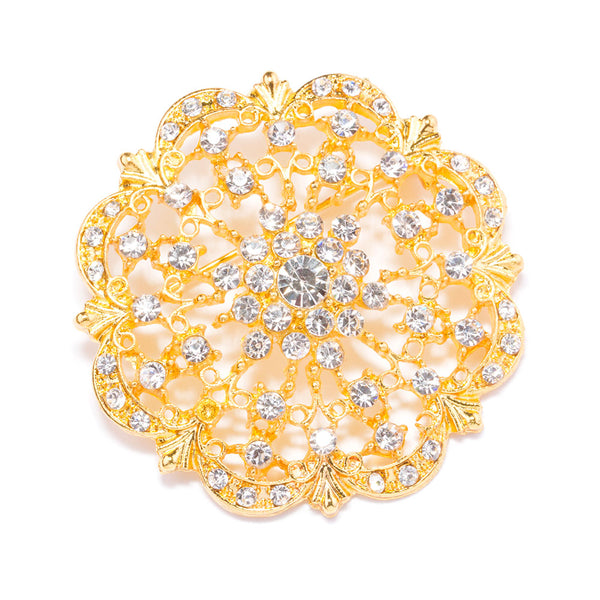 Brooches Wholesale | Gold Rhinestone 