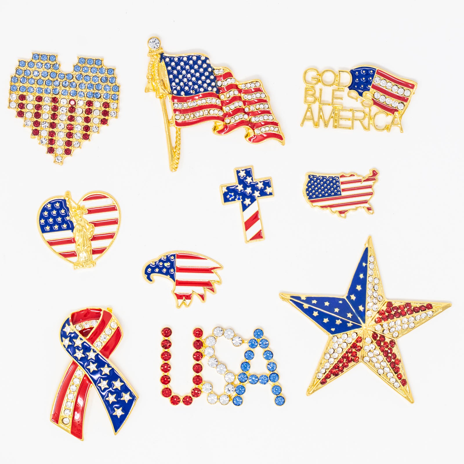 Patriotic Star Rhinestone Stickers