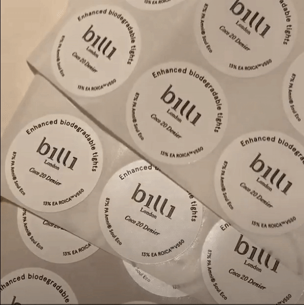 Billi London FSC certified natural ink product label sticker sheets