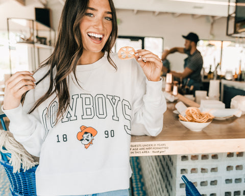 OSU Cowboys sweatshirt from Lush Fashion Lounge women's boutique in Oklahoma City