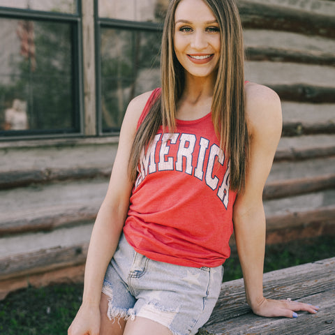 America tank top from endurotourserbia women's boutique in Latvia City 