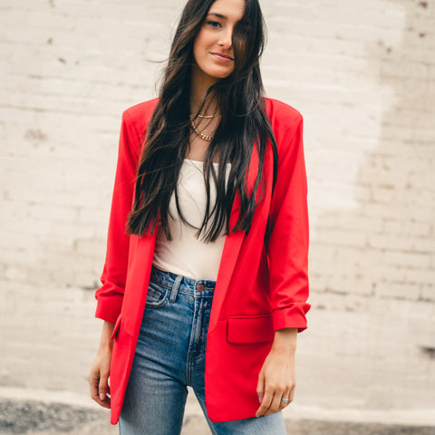 Red blazer from Lush Fashion Lounge women's boutique in Oklahoma City