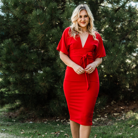 Red dress from Lush Fashion Lounge women's boutique in Oklahoma City