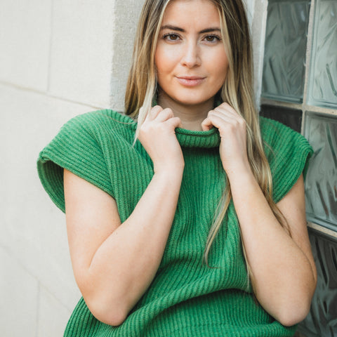Green ribbed turtleneck from Lush Fashion Lounge. St Patrick's Day green top