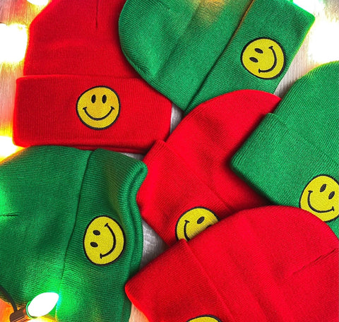 Smiley beanies from Lush Fashion Lounge women's boutique in Oklahoma City