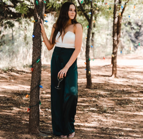 green wide leg pants from Lush Fashion Lounge women's boutique in Oklahoma City