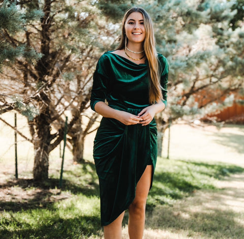 Velvet dress from Lush Fashion Lounge women's boutique in Oklahoma City