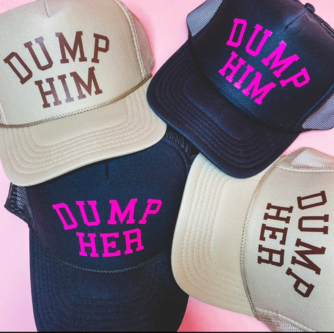 Dump him trucker hat dump her trucker hat from Lush Fashion Lounge women's boutique in Oklahoma City 